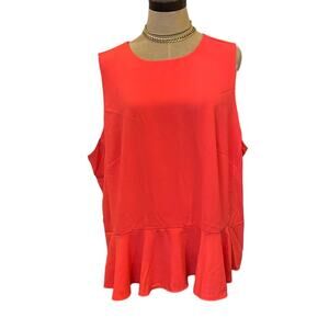 BELLE + SKY Coral Ruffle Bottom Zip Back Tank Top Shirt 2XL Tomato Girl Summer